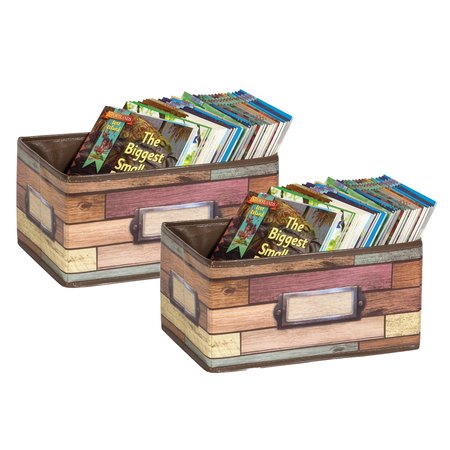 TEACHER CREATED RESOURCES Reclaimed Wood Design Small Storage Bin, 2PK 20913